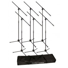 Jamstands JS-MCFBPK Six Tripod Mic Stands/Fixed Booms and Carrying Case