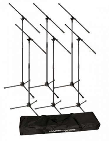Jamstands JS-MCFBPK Six Tripod Mic Stands/Fixed Booms and Carrying Case